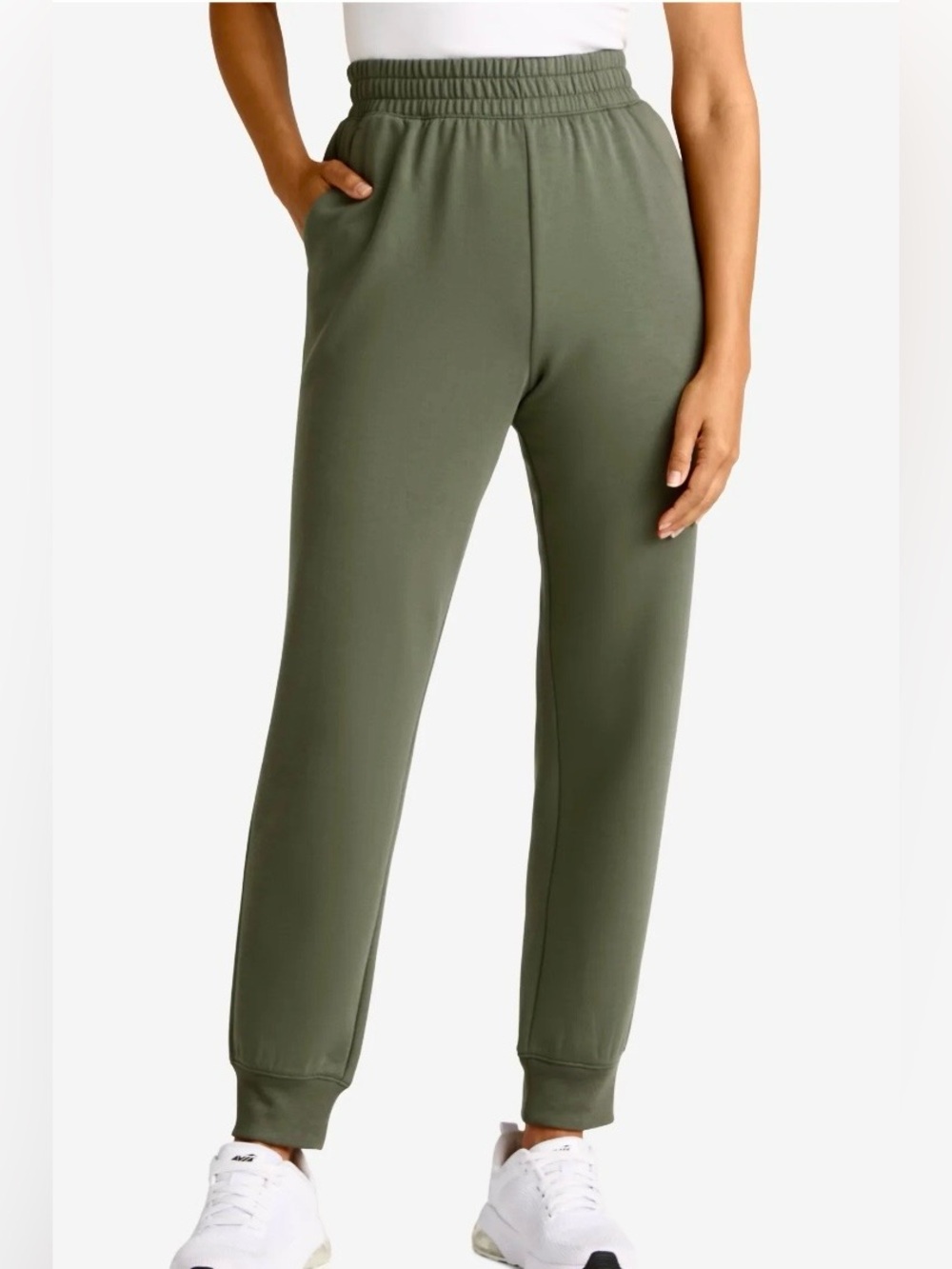 New Athletic Works super soft Elastic Waist Jogger Pants Women olive green XS